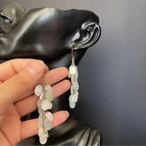 Mother Of Pearl Sterling Silver Hook Dangle Drop Earrings 3 Inch